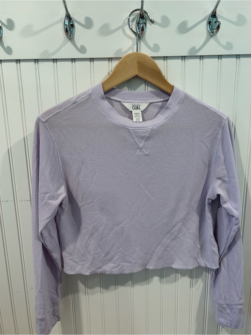 Athleta Girl Lavender Waffle-weave Long-SleeveTop